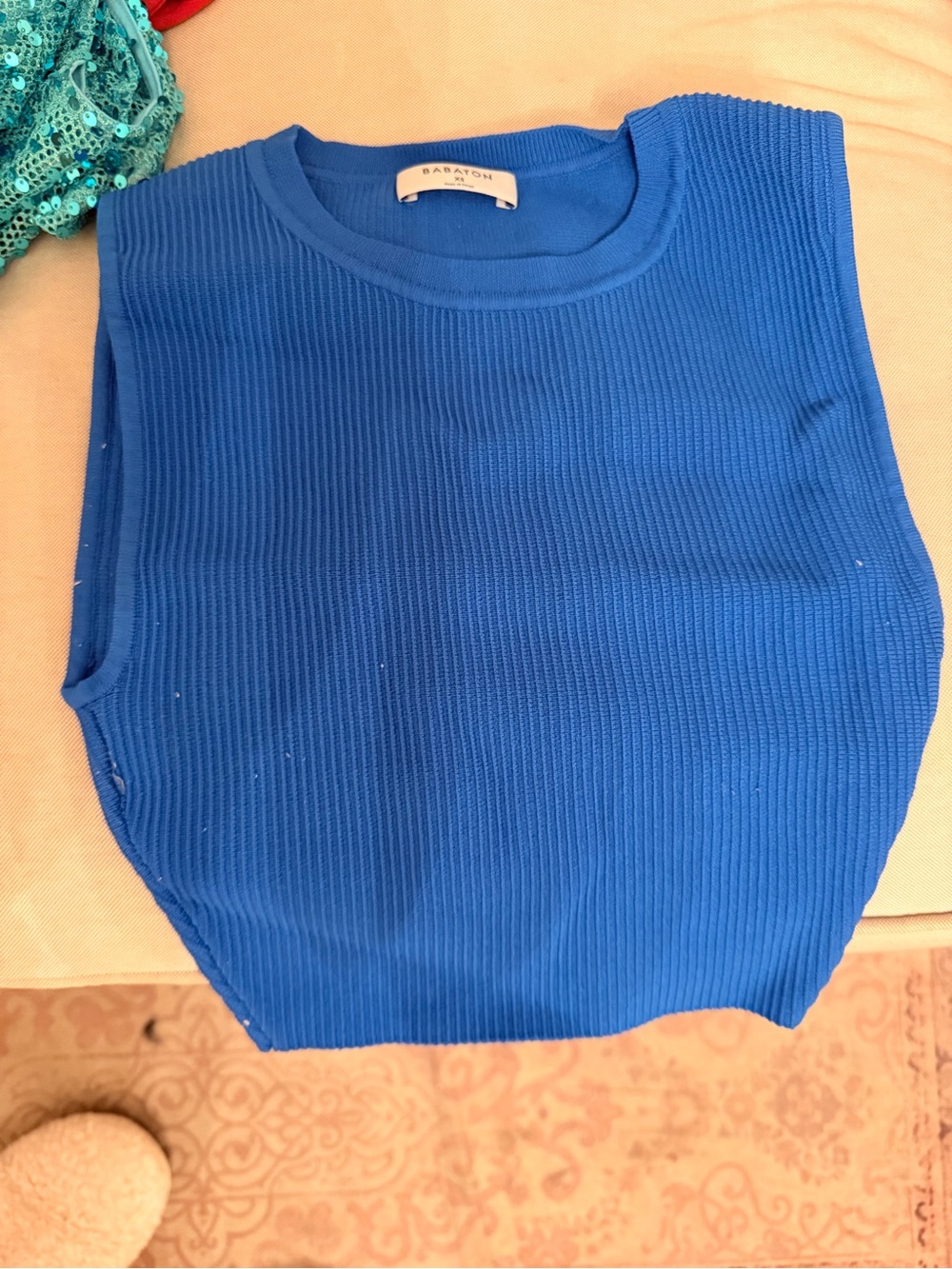 Babaton Sleeveless Ribbed Tank Top - Blue